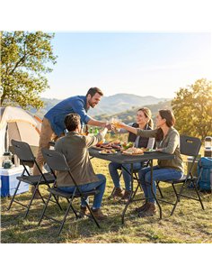 Outsunny 5 Piece 6ft Foldable Table and Chairs, Portable Picnic Table Set with 4 Chairs, Waterproof Top and Steel Frame, Black 2