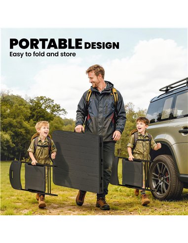 Outsunny 5 Piece 6ft Foldable Table and Chairs, Portable Picnic Table Set with 4 Chairs, Waterproof Top and Steel Frame, Black