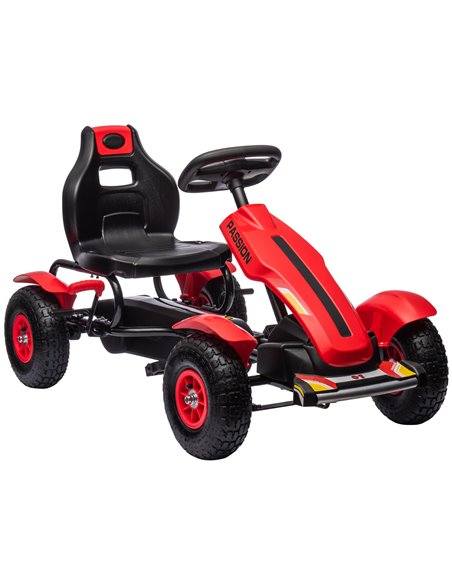 HOMCOM 5+ Kids Pedal Go Kart with Adjustable Seat, Inflatable Rubber Tyres, Handbrake, Red - pic 18197 | FastDaddyshop