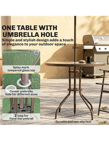 Outsunny 6 Piece Garden Dining Set with Umbrella, Patio Sets with Parasol, 4 Folding Dining Chairs, Dark Grey
