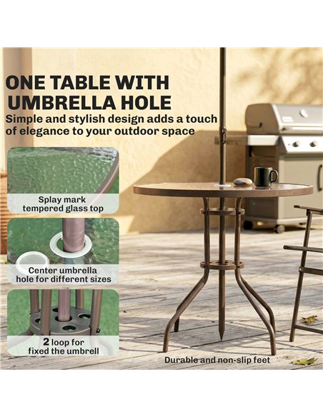 Outsunny 6 Piece Garden Dining Set with Umbrella, Patio Sets with Parasol, 4 Folding Dining Chairs, Dark Grey - pic 181988 | FastDaddyshop