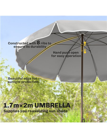 Outsunny 6 Piece Garden Dining Set with Umbrella, Patio Sets with Parasol, 4 Folding Dining Chairs, Dark Grey - pic 181990 | FastDaddyshop