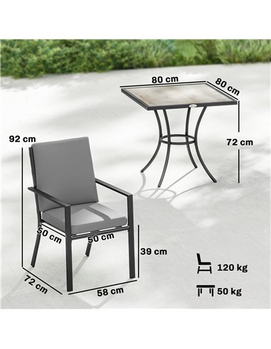 Outsunny 5 Pieces Outdoor Dining Set with Thick Cushions, Garden Dining Set for 4 with Stackable Chairs, Grey
