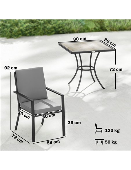 Outsunny 5 Pieces Outdoor Dining Set with Thick Cushions, Garden Dining Set for 4 with Stackable Chairs, Grey - pic 182005 | FastDaddyshop