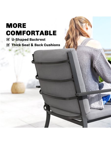 Outsunny 5 Pieces Outdoor Dining Set with Thick Cushions, Garden Dining Set for 4 with Stackable Chairs, Grey - pic 182007 | FastDaddyshop