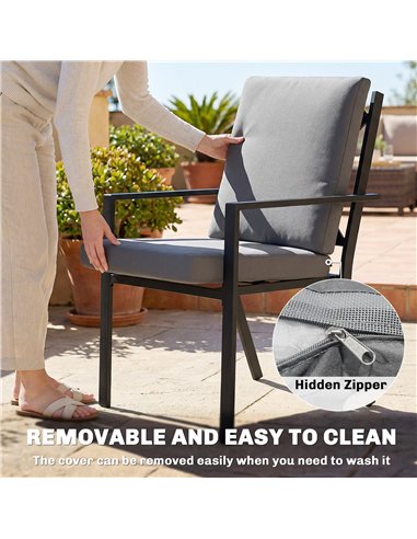 Outsunny 5 Pieces Outdoor Dining Set with Thick Cushions, Garden Dining Set for 4 with Stackable Chairs, Grey