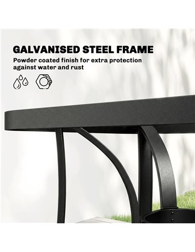 Outsunny Garden Dining Set for 4 with Umbrella Hole, Stackable Chairs and Rectangular Glass-Top Outdoor Table, Light Grey