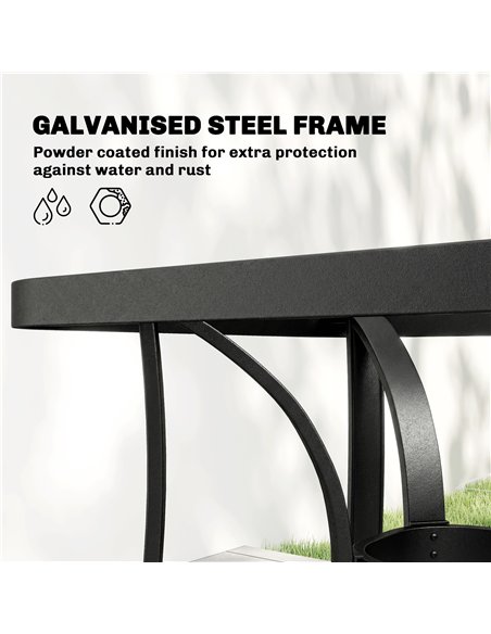 Outsunny Garden Dining Set for 4 with Umbrella Hole, Stackable Chairs and Rectangular Glass-Top Outdoor Table, Light Grey - pic 182019 | FastDaddyshop