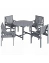 Outsunny 5 Pieces Garden Dining Set with Parasol Hole, Round Outdoor Table and Chairs, 4 Seater Wooden Garden Furniture, Grey
