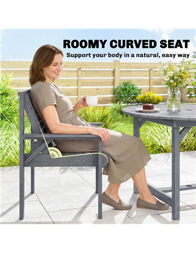 Outsunny 5 Pieces Garden Dining Set with Parasol Hole, Round Outdoor Table and Chairs, 4 Seater Wooden Garden Furniture, Grey