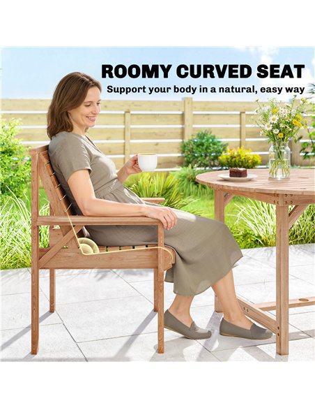 Outsunny 5 Pieces Garden Dining Set with Parasol Hole, Round Outdoor Table and Chairs, 4 Seater Wooden Garden Furniture, Natural - pic 182035 | FastDaddyshop