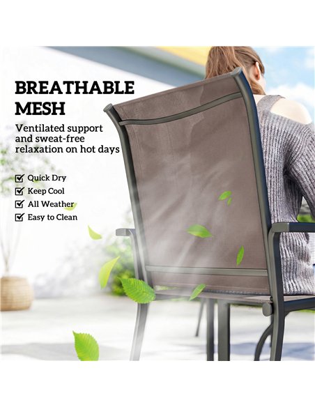 Outsunny 5 Pieces Outdoor Dining Set for 4, Garden Table and Stackable Chairs with Breathable Mesh Seat, Grey and Khaki - pic 182052 | FastDaddyshop