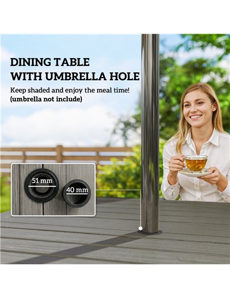 Outsunny 5 Pieces Outdoor Dining Set for 4, Garden Table and Stackable Chairs with Breathable Mesh Seat, Grey and Khaki - pic 182054 | FastDaddyshop