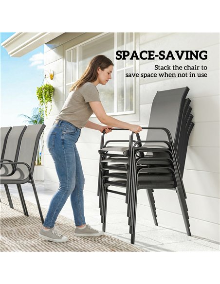 Outsunny 9 Pieces Garden Dining Set, Outdoor Table and Chairs Set for 8, Garden Furniture Set with Tempered Glass Top, Dark Grey - pic 182069 | FastDaddyshop