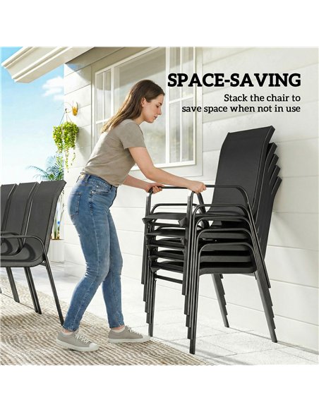 Outsunny 9 Pieces Garden Dining Set, Outdoor Table and Chairs Set for 8, Garden Furniture Set with Tempered Glass Top, Black - pic 182078 | FastDaddyshop