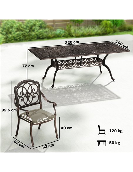 Outsunny 9 Piece Cast Aluminium Garden Dining Set, Garden Table and Chairs Set with Cushions, Parasol Hole for Patio, Bronze Ton - pic 182086 | FastDaddyshop