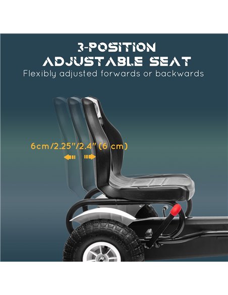 HOMCOM 5+ Kids Pedal Go Kart with Adjustable Seat, Inflatable Rubber Tyres, Handbrake, White - pic 18209 | FastDaddyshop