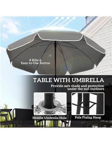 Outsunny 4 Seater Garden Furniture Set, 6 Pieces Garden Table and Chairs with Parasol for Patio, Black