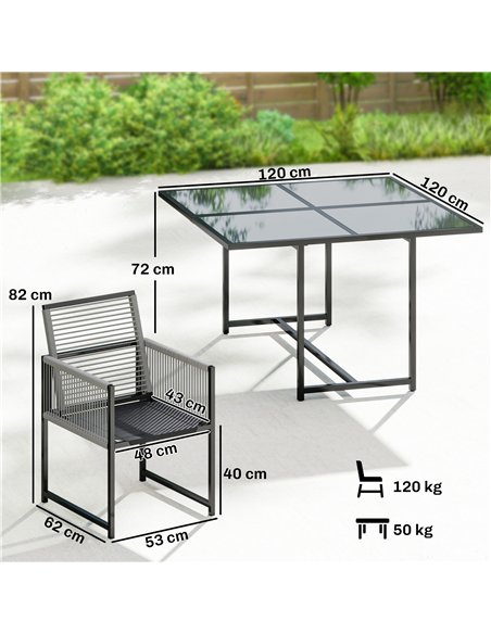 Outsunny 5 Pieces Garden Dining Set, Outdoor Patio Cube Set, 4 Seater Outdoor Table and Chairs with Foldable Backrest, Light Gre - pic 182104 | FastDaddyshop