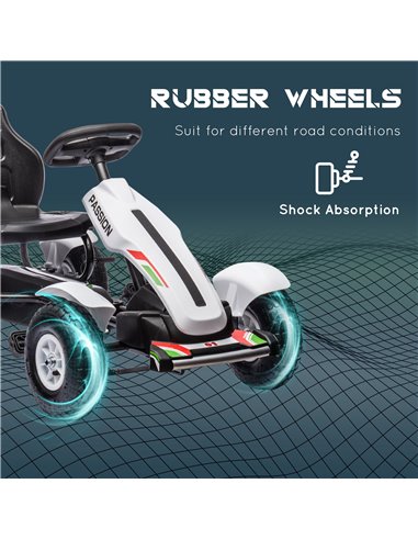 HOMCOM Children Pedal Go Kart, Kids Ride On Racer with Adjustable Seat, Inflatable Rubber Tyres, Handbrake, for Ages 5-12 Years 