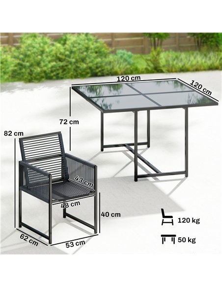 Outsunny 5 Pieces Garden Dining Set, Outdoor Patio Cube Set, 4 Seater Outdoor Table and Chairs with Foldable Backrest, Dark Grey - pic 182113 | FastDaddyshop