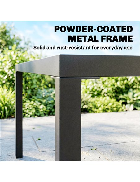 Outsunny 5 Pieces Garden Dining Set, Garden Table and Chairs Set for 4 with Square HDPE Table and Chairs with Armrests, Black - pic 182124 | FastDaddyshop