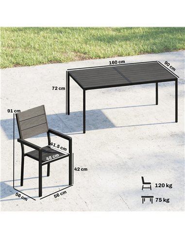 Outsunny 7 Pieces Outdoor Dining Set, Patio Table and Chairs for 6, Garden Dining Furniture Set with Slatted Tabletop