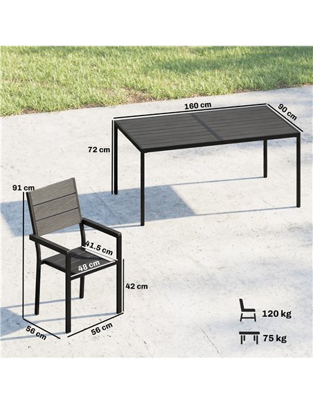 Outsunny 7 Pieces Outdoor Dining Set, Patio Table and Chairs for 6, Garden Dining Furniture Set with Slatted Tabletop - pic 182140 | FastDaddyshop