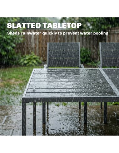 Outsunny 7 Pieces Outdoor Dining Set, Patio Table and Chairs for 6, Garden Dining Furniture Set with Slatted Tabletop