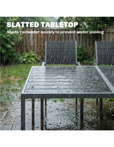 Outsunny 7 Pieces Outdoor Dining Set, Patio Table and Chairs for 6, Garden Dining Furniture Set with Slatted Tabletop - pic 182142 | FastDaddyshop