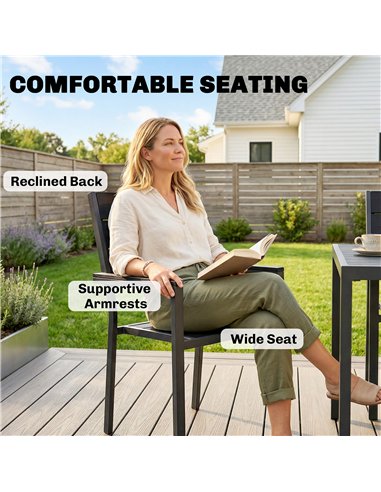 Outsunny 7 Pieces Outdoor Dining Set, Patio Table and Chairs for 6, Garden Dining Furniture Set with Slatted Tabletop