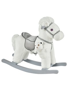 HOMCOM 18m+ Kids Plush Ride-On Rocking Horse with Realistic Sounds, White