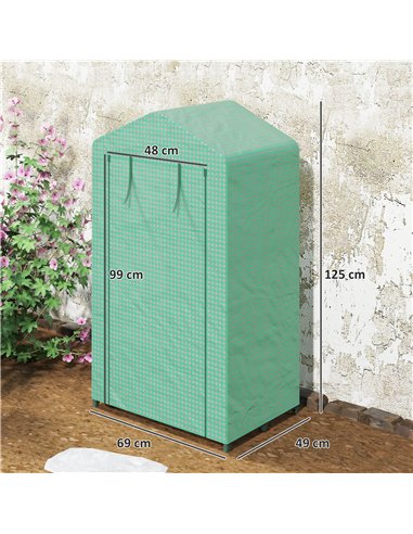 Outsunny 3 Tier Mini Greenhouse Portable Garden Grow House with Roll Up Door and Wire Shelves, 69 x 49 x 125 cm, Green