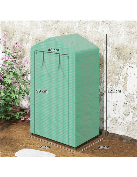 Outsunny 3 Tier Mini Greenhouse Portable Garden Grow House with Roll Up Door and Wire Shelves, 69 x 49 x 125 cm, Green - pic 182158 | FastDaddyshop