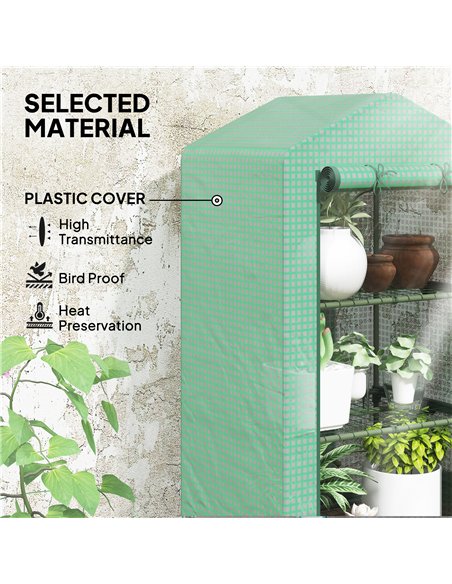Outsunny 3 Tier Mini Greenhouse Portable Garden Grow House with Roll Up Door and Wire Shelves, 69 x 49 x 125 cm, Green - pic 182159 | FastDaddyshop