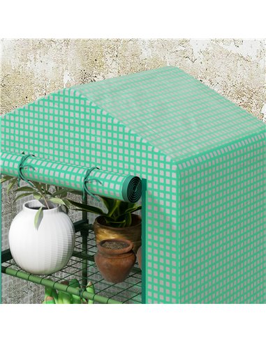 Outsunny 3 Tier Mini Greenhouse Portable Garden Grow House with Roll Up Door and Wire Shelves, 69 x 49 x 125 cm, Green