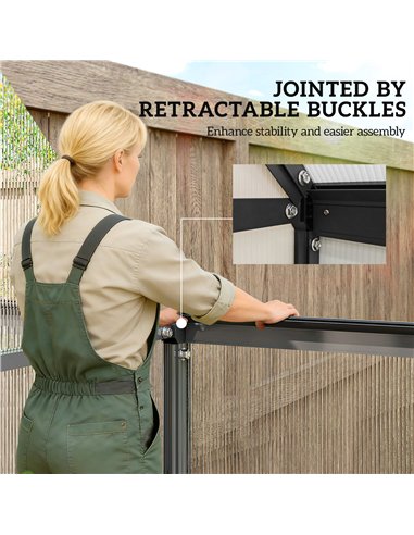Outsunny Polycarbonate Greenhouse with Swing Door and Adjustable Window, Walk-in Greenhouse with Rain Gutter, 5.5 x 6ft, Black