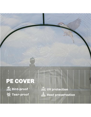 Outsunny Walk-in Greenhouse with Shelves, Small Greenhouse with PE Cover and Roll-up Door, 123 x 187 x 189 cm, White