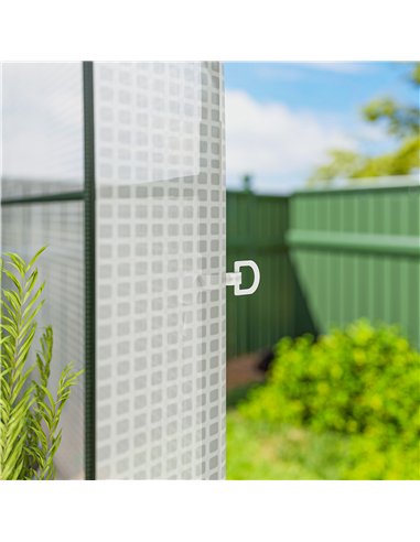 Outsunny Walk-in Greenhouse with Shelves, Small Greenhouse with PE Cover and Roll-up Door, 123 x 187 x 189 cm, White
