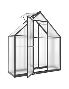 Outsunny Polycarbonate Greenhouse with Swing Door and Adjustable Window, Walk-in Greenhouse, 5.5 x 2ft, Black