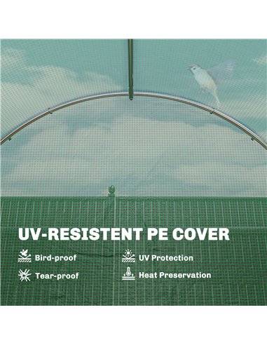 Outsunny 2 x 3 m Walk-in Polytunnel Greenhouse with Hinged Door and 6 Roll Up Mesh Windows, Garden Tunnel Warm House Tent, Green