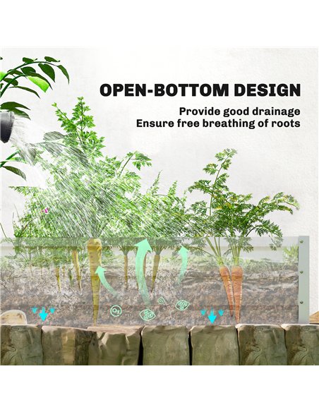 Outsunny Small Greenhouse with Raised Garden Bed, Galvanised Walk-in Greenhouse with Roll Up Windows, 141 x 141 x 190 cm, White - pic 182236 | FastDaddyshop