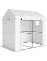 Outsunny Walk-in Greenhouse, Outdoor Tomato Greenhouse with Roll-up Door and Mesh Windows, PE Cover, 200 x 140 x 200cm, White