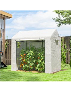 Outsunny Walk-in Greenhouse, Outdoor Tomato Greenhouse with Roll-up Door and Mesh Windows, PE Cover, 200 x 140 x 200cm, White 2