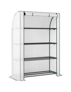 Outsunny Mini Greenhouse with Reinforced PE Cover, Portable Indoor Outdoor Green House with Roll-up Door, 170 x 120 x 50cm, Whit