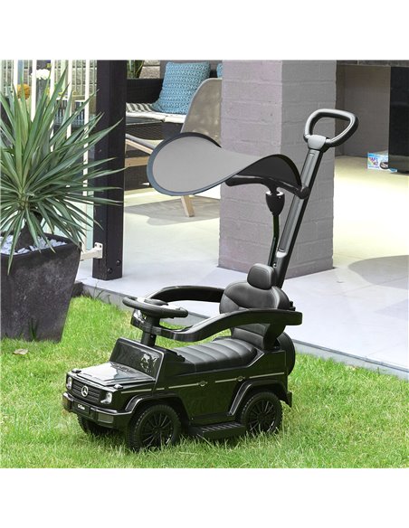 HOMCOM 12+ Push Along Car Mercedes-Benz G350 Foot to Floor Slider with Steering Wheel, Black - pic 18225 | FastDaddyshop
