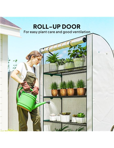 Outsunny Mini Greenhouse with Reinforced PE Cover, Portable Indoor Outdoor Green House with Roll-up Door, 170 x 120 x 50cm, Whit - pic 182251 | FastDaddyshop