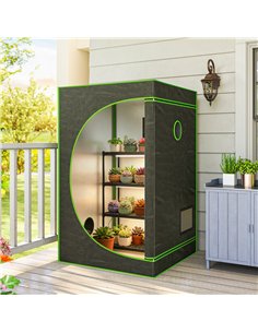 Outsunny Grow Tent 120 x 120 x 200 cm, Reflective Mylar Hydroponic Growing Tent with 600D Oxford Fabric, Observation Window, Ven 2