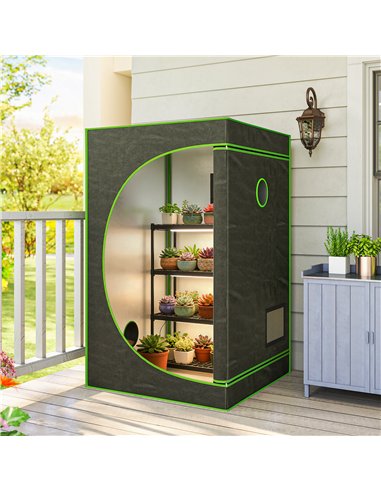 Outsunny Grow Tent 120 x 120 x 200 cm, Reflective Mylar Hydroponic Growing Tent with 600D Oxford Fabric, Observation Window, Ven