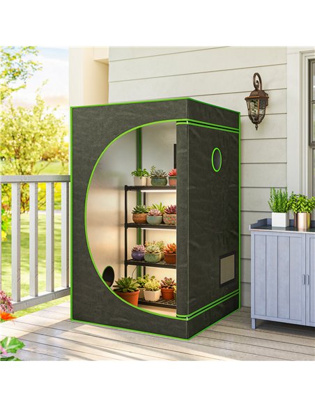 Outsunny Grow Tent 120 x 120 x 200 cm, Reflective Mylar Hydroponic Growing Tent with 600D Oxford Fabric, Observation Window, Ven - pic 182256 | FastDaddyshop